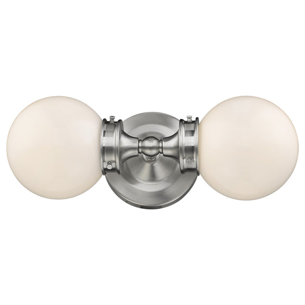 Homeroots Two Light Silver Wall Sconce With Round Frosted Glass Shade   398770