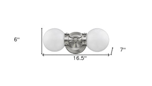 Homeroots Two Light Silver Wall Sconce With Round Frosted Glass Shade   398770