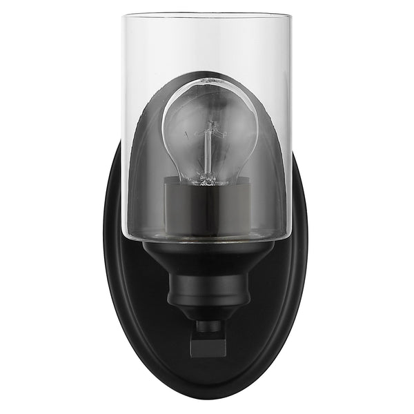 Homeroots One Light Matte Black Wall Light With Clear Glass Shade   398773