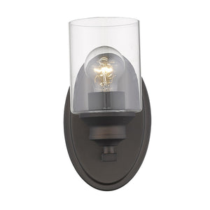 Homeroots One Light Bronze Wall Light With Clear Glass Shade   398774
