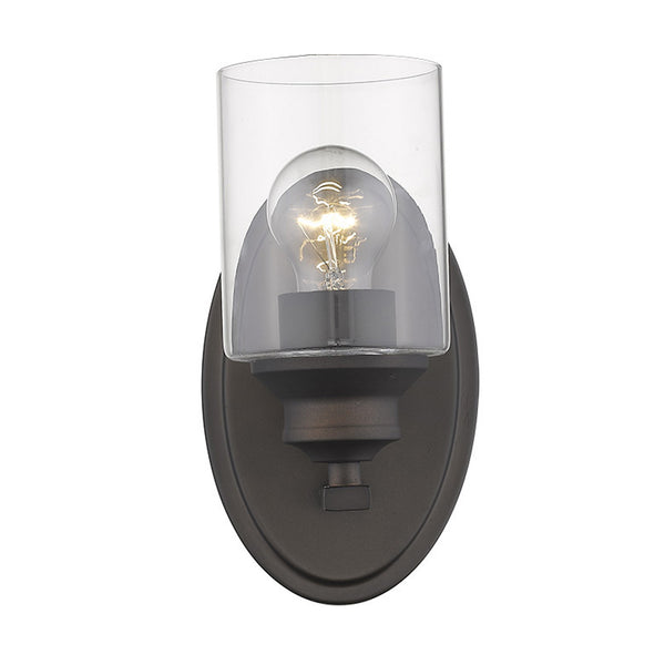 Homeroots One Light Bronze Wall Light With Clear Glass Shade   398774