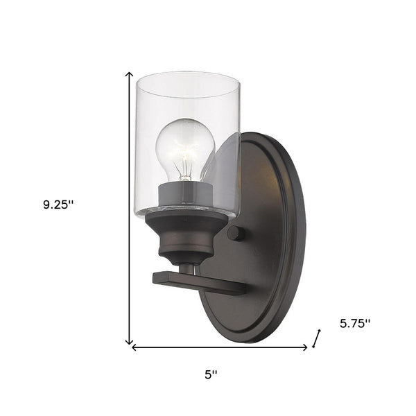 Homeroots One Light Bronze Wall Light With Clear Glass Shade   398774
