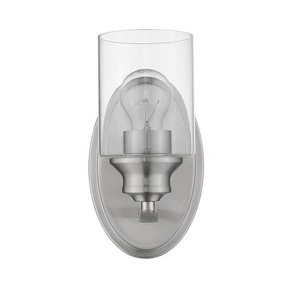 Homeroots One Light Silver Wall Light With Clear Glass Shade   398775