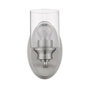 Homeroots One Light Silver Wall Light With Clear Glass Shade   398775