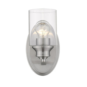 Homeroots One Light Silver Wall Light With Clear Glass Shade   398775