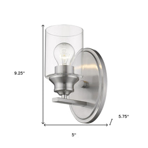 Homeroots One Light Silver Wall Light With Clear Glass Shade   398775