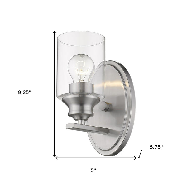 Homeroots One Light Silver Wall Light With Clear Glass Shade   398775