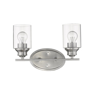 Homeroots Two Light Silver Wall Light With Clear Glass Shade   398778