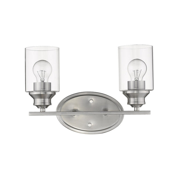 Homeroots Two Light Silver Wall Light With Clear Glass Shade   398778
