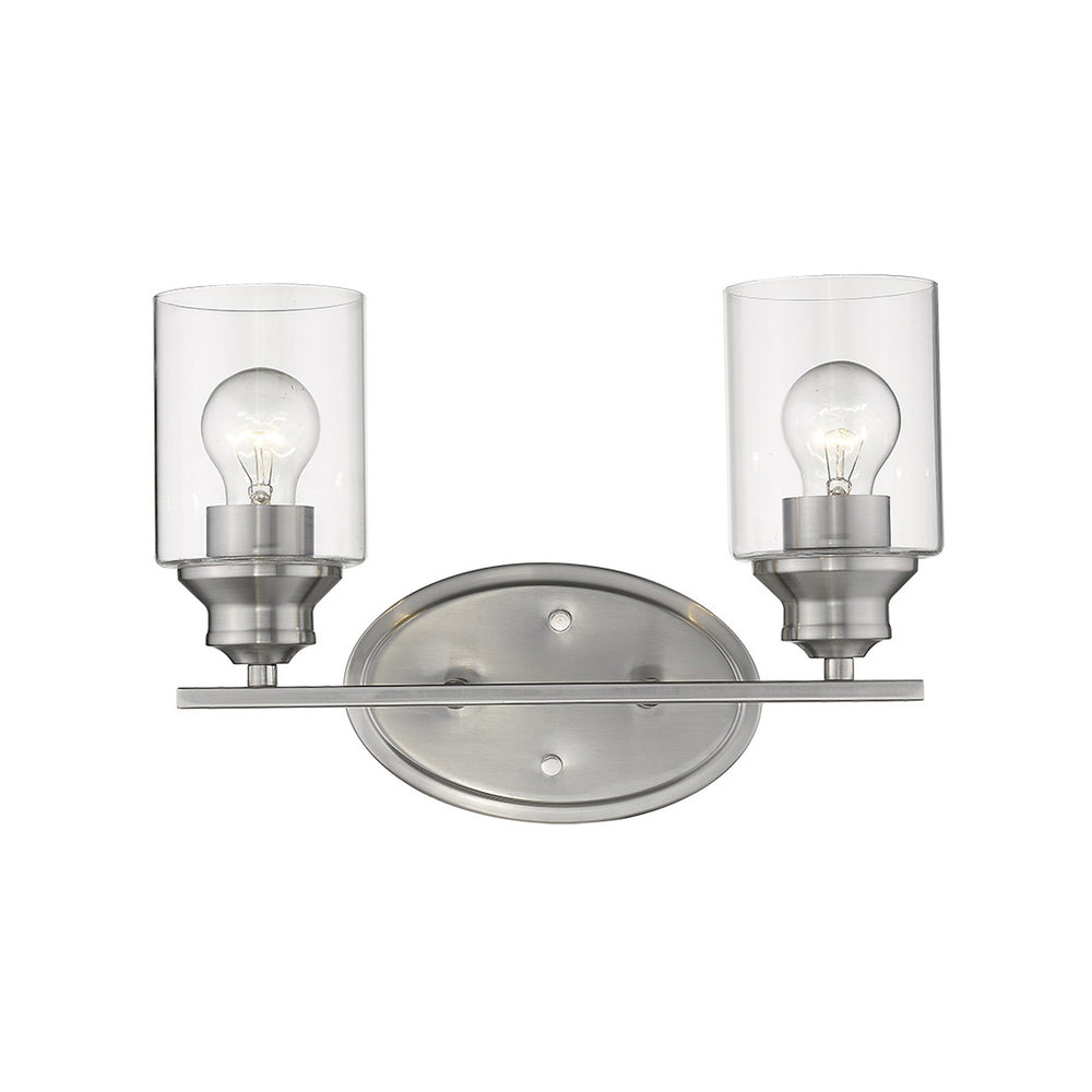 Homeroots Two Light Silver Wall Light With Clear Glass Shade   398778