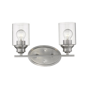 Homeroots Two Light Silver Wall Light With Clear Glass Shade   398778