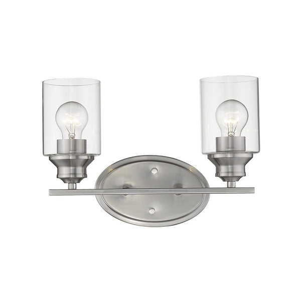 Homeroots Two Light Silver Wall Light With Clear Glass Shade   398778