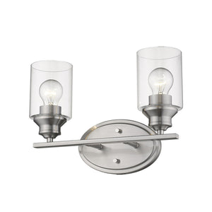 Homeroots Two Light Silver Wall Light With Clear Glass Shade   398778