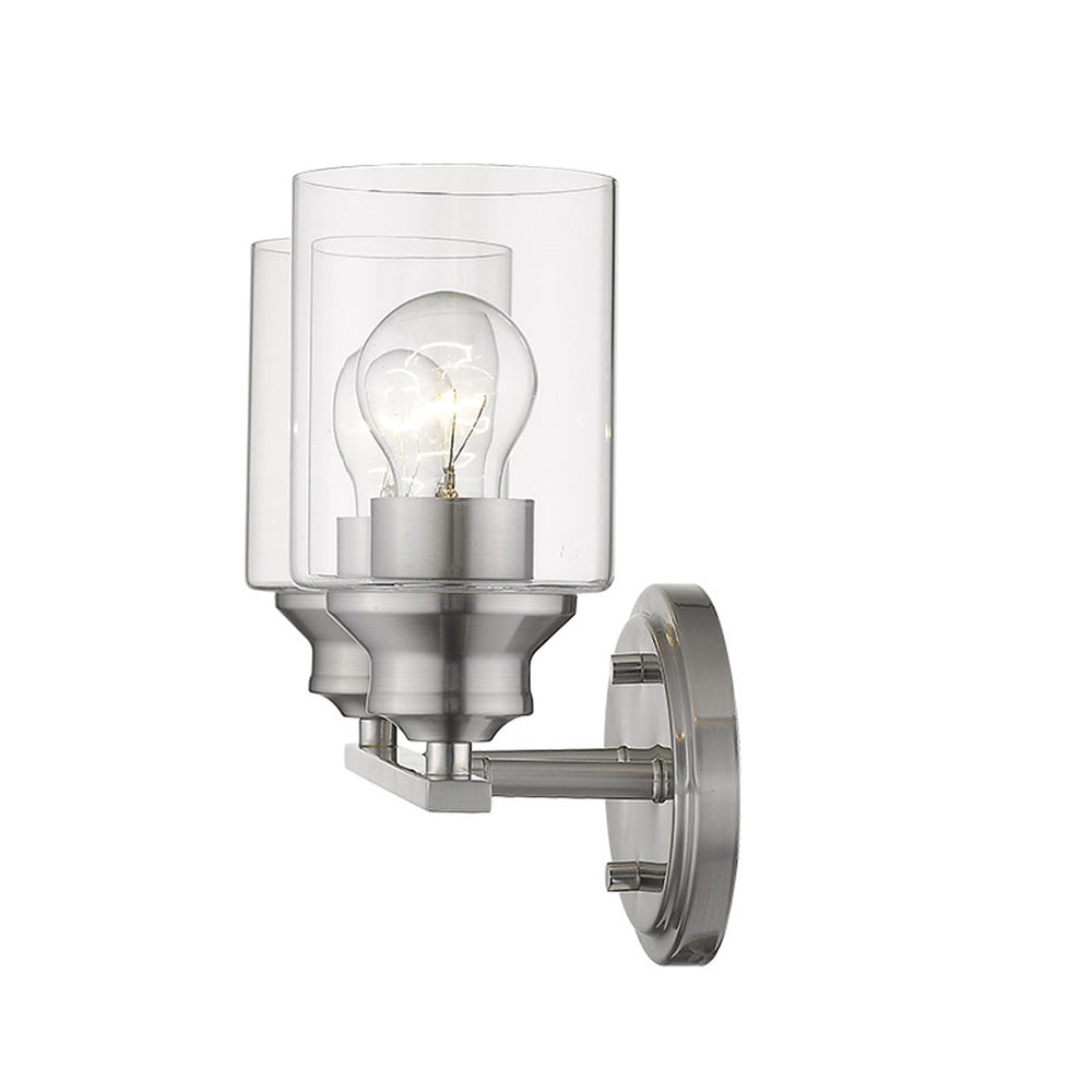 Homeroots Two Light Silver Wall Light With Clear Glass Shade   398778