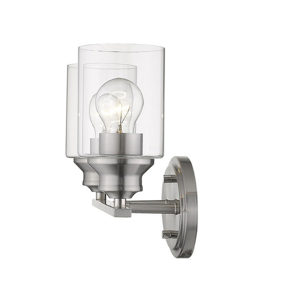 Homeroots Two Light Silver Wall Light With Clear Glass Shade   398778