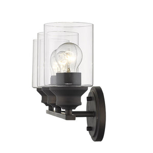 Homeroots Three Light Bronze Wall Light With Clear Glass Shade   398780