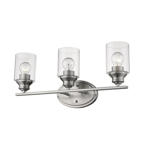 Homeroots Three Light Silver Wall Light With Clear Glass Shade   398781