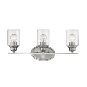 Homeroots Three Light Silver Wall Light With Clear Glass Shade   398781