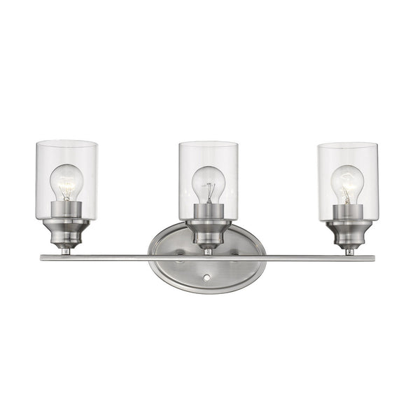 Homeroots Three Light Silver Wall Light With Clear Glass Shade   398781