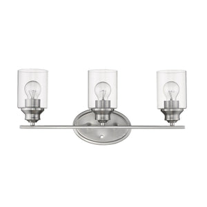 Homeroots Three Light Silver Wall Light With Clear Glass Shade   398781