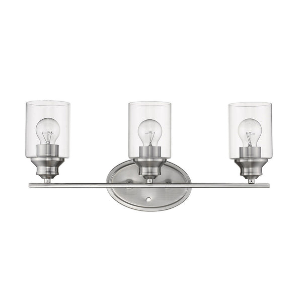 Homeroots Three Light Silver Wall Light With Clear Glass Shade   398781