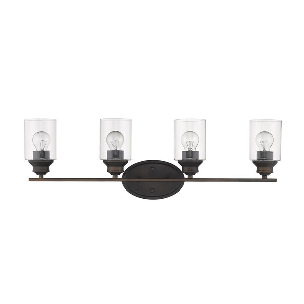 Homeroots Four Light Bronze Wall Light With Clear Glass Shade   398783