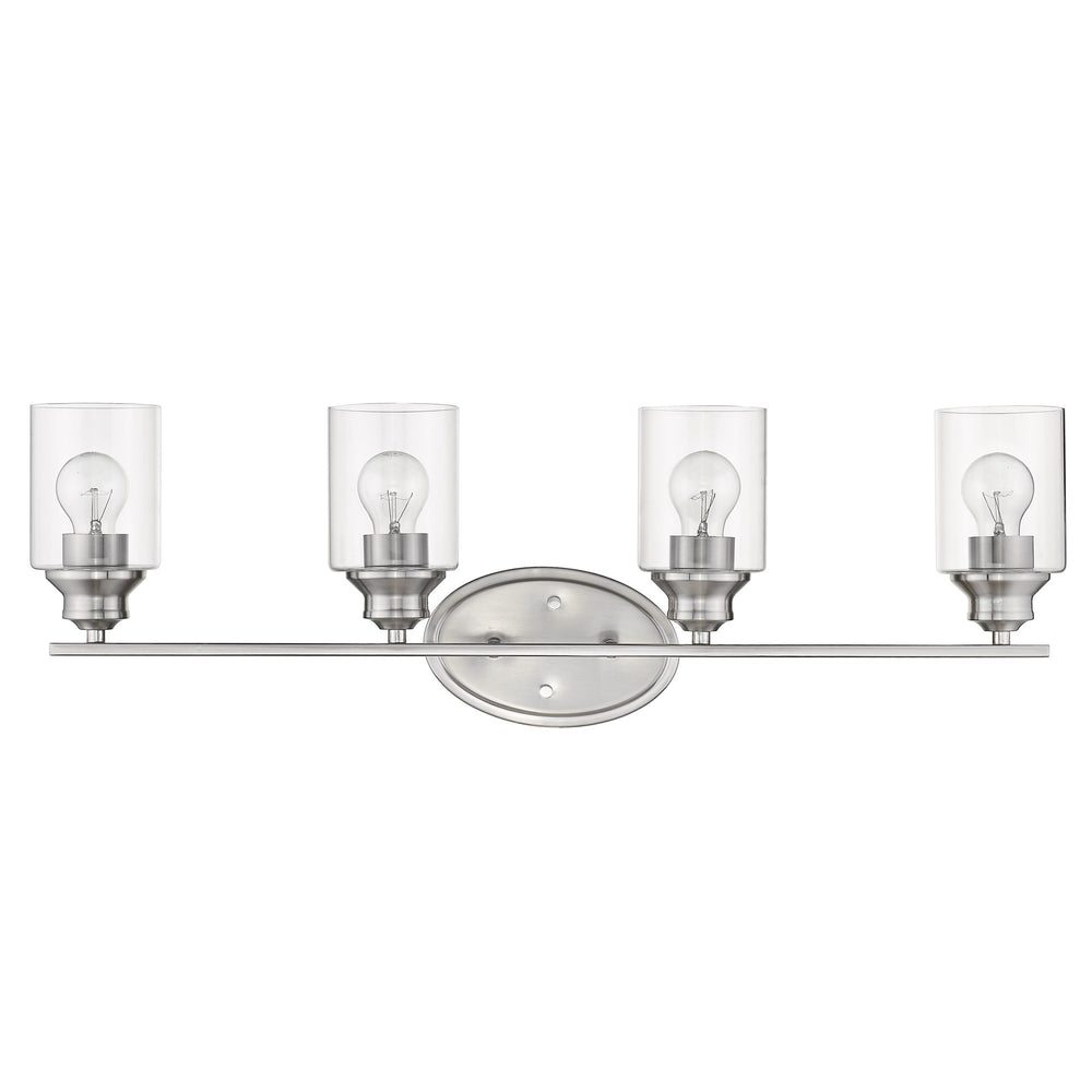 Homeroots Four Light Silver Wall Light With Clear Glass Shade   398784
