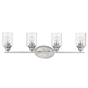 Homeroots Four Light Silver Wall Light With Clear Glass Shade   398784