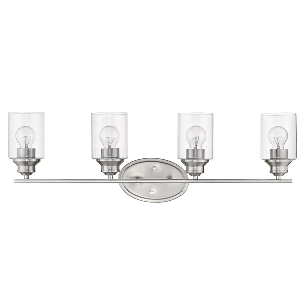 Homeroots Four Light Silver Wall Light With Clear Glass Shade   398784