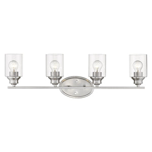 Homeroots Four Light Silver Wall Light With Clear Glass Shade   398784