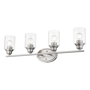Homeroots Four Light Silver Wall Light With Clear Glass Shade   398784