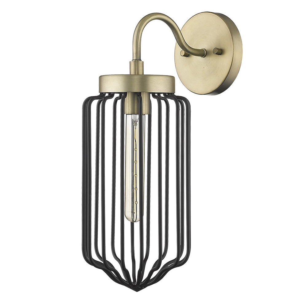 Homeroots Gold And Black Metal Cage Wall Sconce   398785