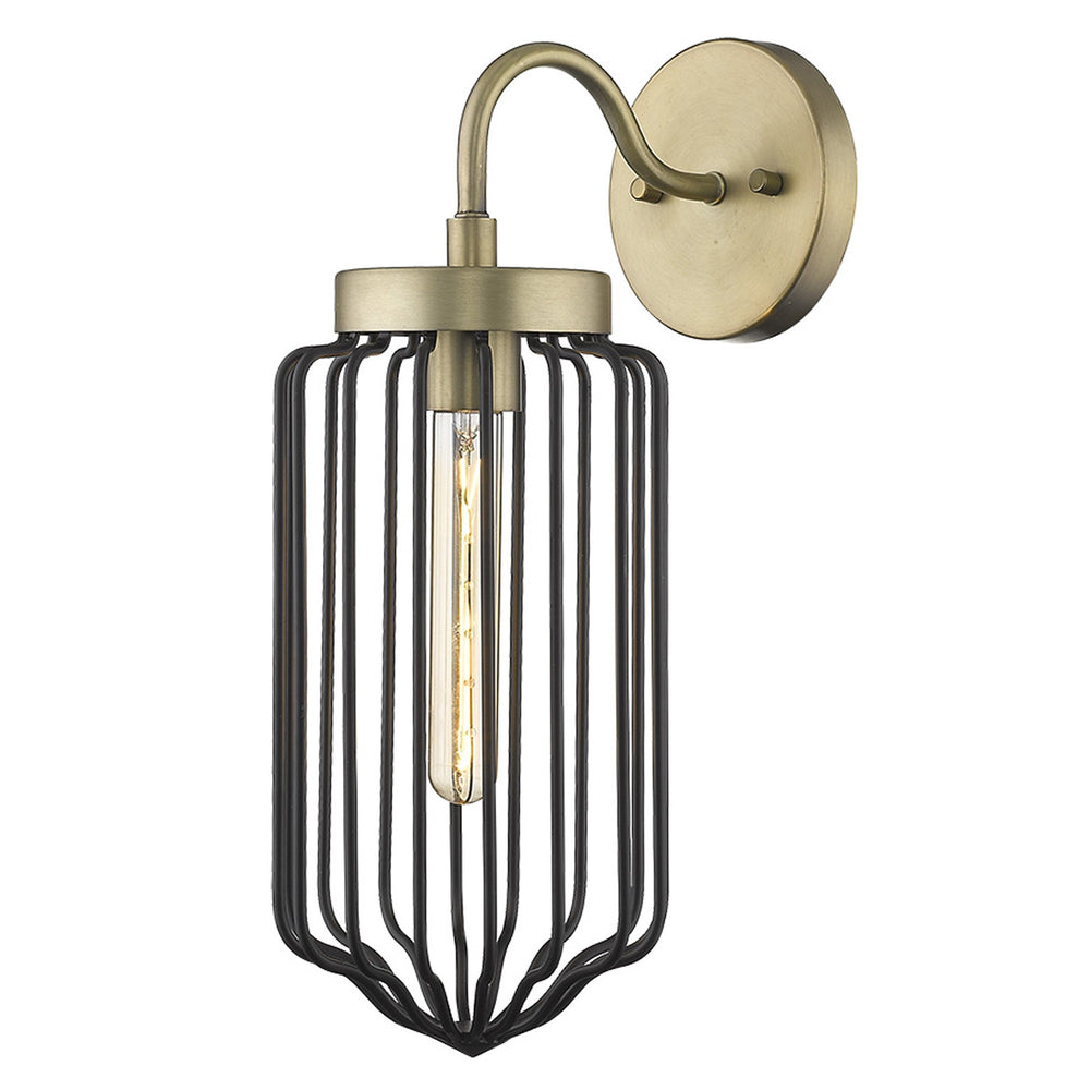 Homeroots Gold And Black Metal Cage Wall Sconce   398785