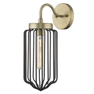 Homeroots Gold And Black Metal Cage Wall Sconce   398785