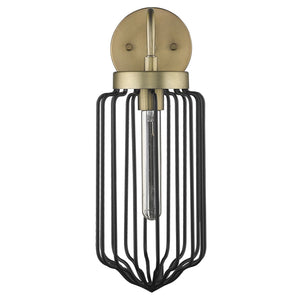 Homeroots Gold And Black Metal Cage Wall Sconce   398785