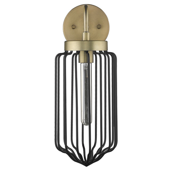 Homeroots Gold And Black Metal Cage Wall Sconce   398785