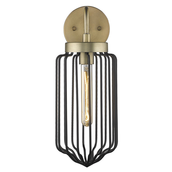 Homeroots Gold And Black Metal Cage Wall Sconce   398785