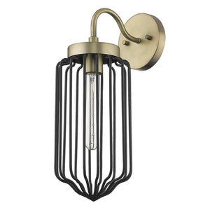 Homeroots Gold And Black Metal Cage Wall Sconce   398785
