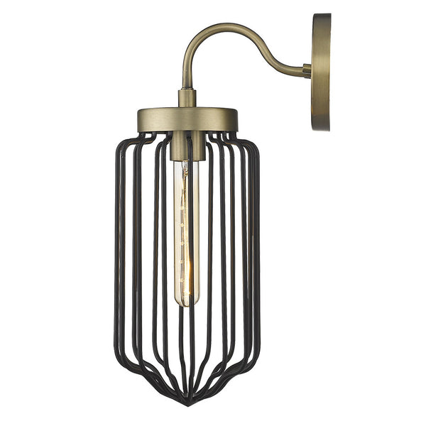 Homeroots Gold And Black Metal Cage Wall Sconce   398785