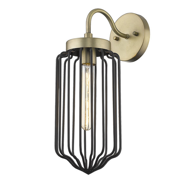 Homeroots Gold And Black Metal Cage Wall Sconce   398785