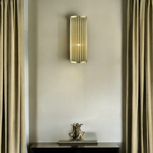 HomeRoots Basetti 1-Light Gold Sconce - Modern-Industrial Design with Honeycomb Shade for Elegant Illumination 398786