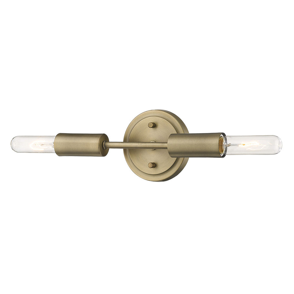 Homeroots Two Light Dull Gold Narrow Bulb Wall Light   398788