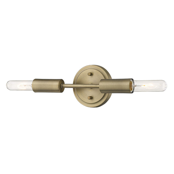 Homeroots Two Light Dull Gold Narrow Bulb Wall Light   398788