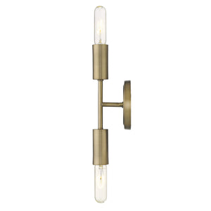 Homeroots Two Light Dull Gold Narrow Bulb Wall Light   398788