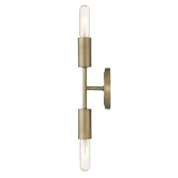 Homeroots Two Light Dull Gold Narrow Bulb Wall Light   398788