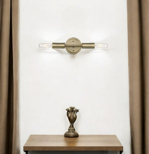 HomeRoots Two Light Dull Gold Wall Fixture – Modern Industrial Slim Design for Hallways, Bathrooms & Living Spaces 398788