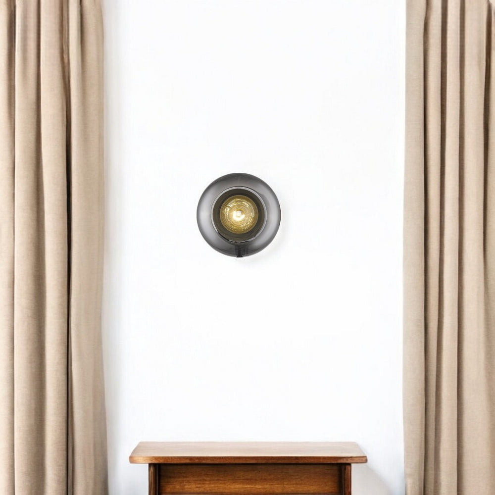HomeRoots Gold Smoked Glass Wall Light - Elegant Ambient Glow for Modern & Vintage Spaces, Ideal for Hallways 398791