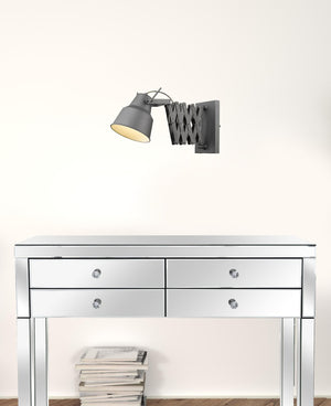 HomeRoots Plexus Jumbo 1-Light Gray Sconce with Adjustable Arm & Industrial Metal Shade for Versatile Lighting 398794