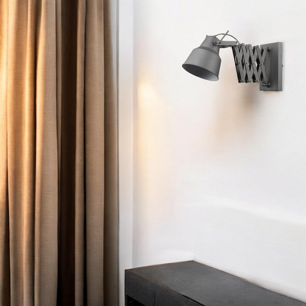 HomeRoots Plexus Jumbo 1-Light Gray Sconce with Adjustable Arm & Industrial Metal Shade for Versatile Lighting 398794