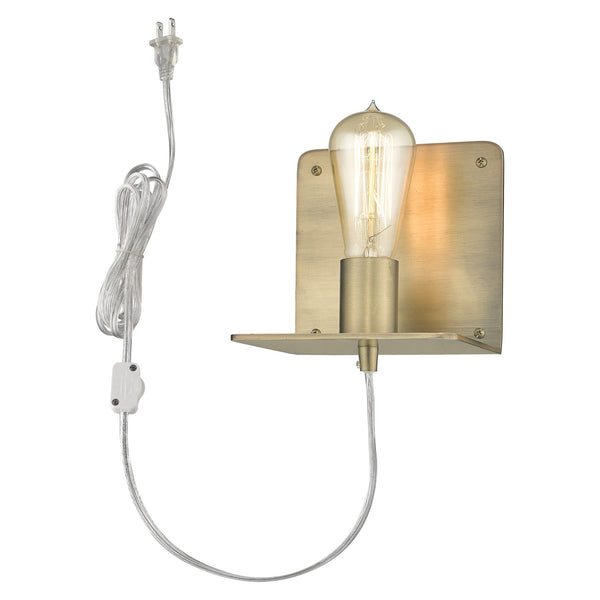 Homeroots Petite Dull Gold Shelf Wall Light   398796